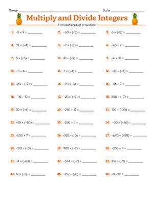 Multiply And Divide Integers Interactive Worksheet Education