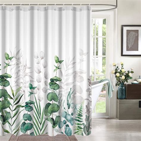 Ruelvth Eucalyptus Shower Curtain Sage Green Leaves Shower