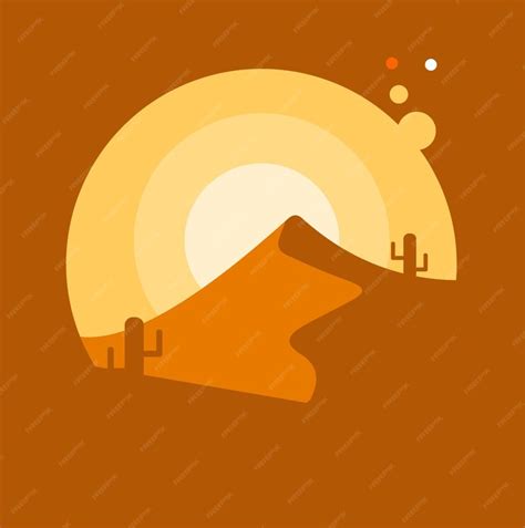 Premium Vector Desert Logo Icon Cactus Landscape