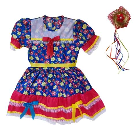 Vestido Festa Junina Caipira Infantil Quadrilha Rodado Parcelamento