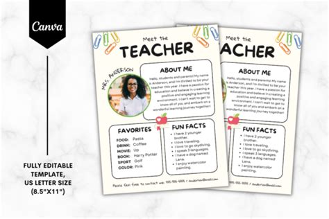 Editable Meet The Teacher Template 1 Graphic By Sundiva Design · Creative Fabrica