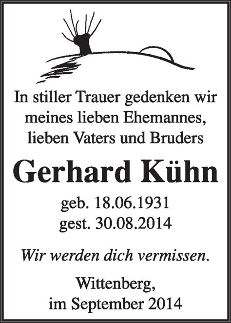 Traueranzeigen von Gerhard Kühn abschied nehmen de