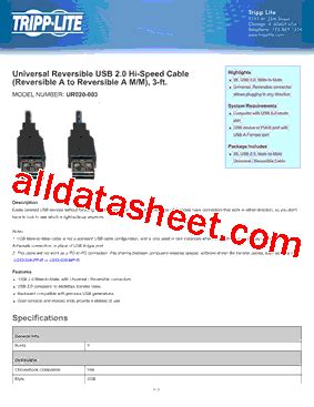 Ur Datasheet Pdf Tripp Lite All Rights Reserved