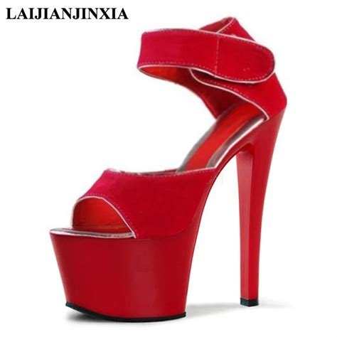 Laijianjinxia Sexy New Hot Red Party 17cm High Heel Dancing Sandals