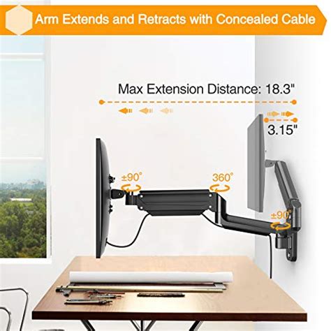 Ergear Monitor Wall Mount Bracket For 13 To 32 Inch Screens Gas Spring