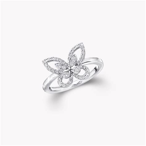 Butterfly Silhouette Diamond Mini Ring White Gold Graff