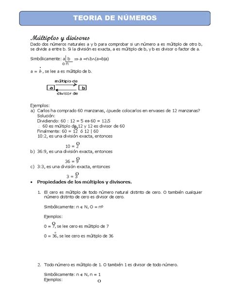 Teoria De Numeros Para Primero De Secundaria Pdf