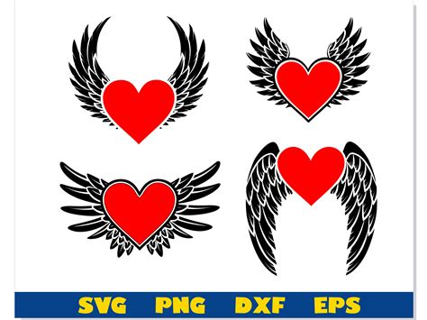 Heart With Wings Svg Bundle Heart Wings Png Heart Angle Wi Inspire