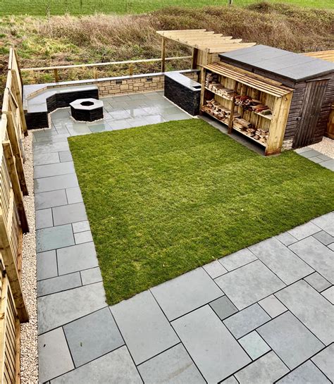 Kota Blue Indian Limestone Paving Slabs Riven Sawn Edge Patio Pa