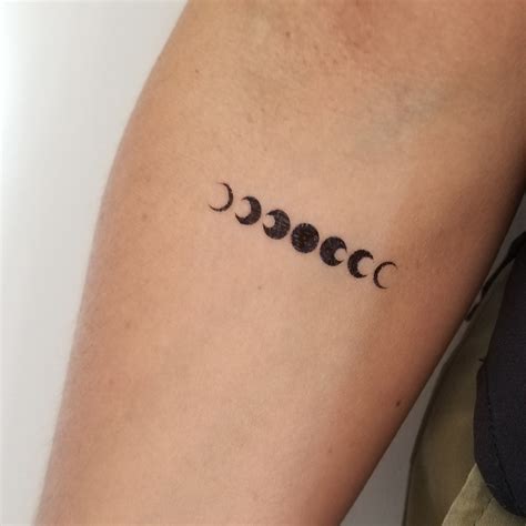 Minimalist Moon Phases Temporary Tattoo Etsy