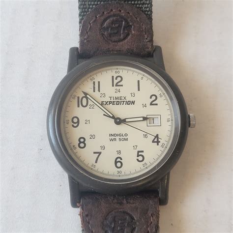 Vintage Mens Timex Expedition Indiglo Military Style Field Watch Runs