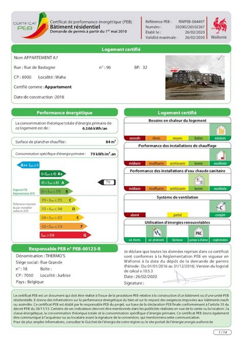 Pdf Certificat De Performance Nerg Tique Peb R F Rence Peb