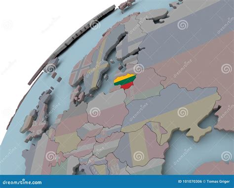 Kaart Van Litouwen Met Vlag Stock Illustratie Illustration Of Europa