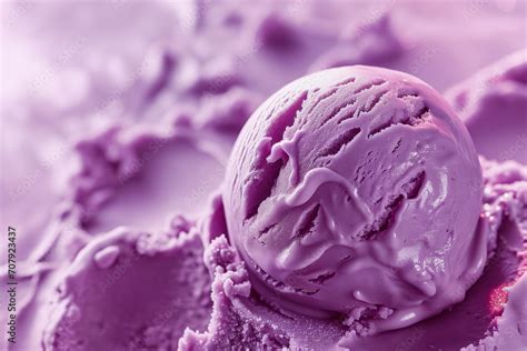 Blueberry Ice Cream With Mint Close Up Purple Ice Cream Purple Ice