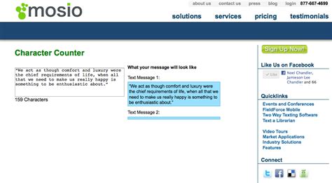 Free Text Messaging Character Counter From Mosio
