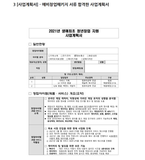 예창패 생애최초 청년창업 합격한 사업계획서 Pdf를 드립니다 크몽