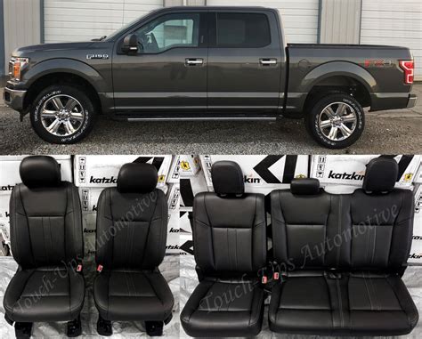 2017 Ford F 150 Xlt Supercrew Katzkin Black Leather Seat Covers Lariat Design Ebay