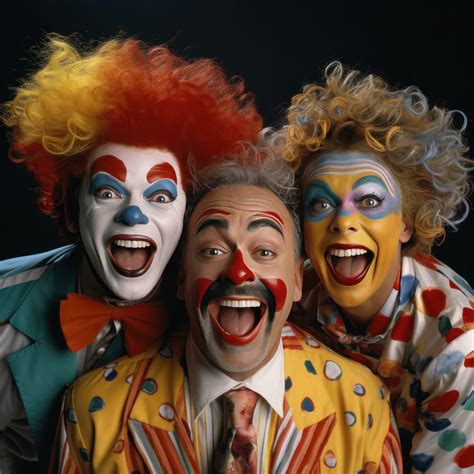 Clowns Smiling Silly And Colorful Entertainers Stock Photo At