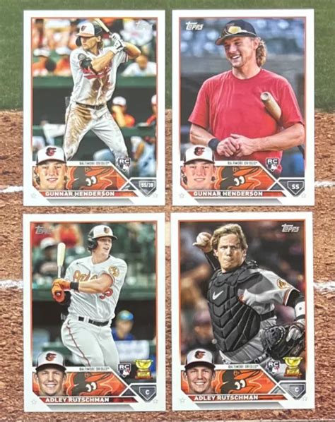 LOT RC 2023 Topps Adley Rutschman Gunnar Henderson 4 Variante De Base