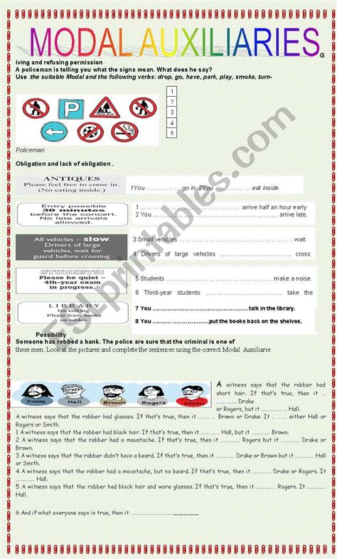 Modal Auxiliaries Esl Worksheet By Grixo