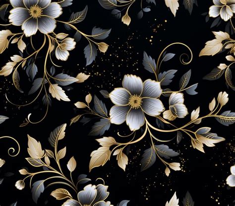 Premium Photo A Close Up Of A Black And Gold Floral Background With