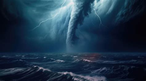 Premium AI Image | A sea tornado a huge tornado whirlwind on the ocean