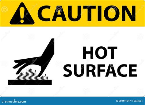 Caution Hot Surface Label Sign On White Background Stock Vector Illustration Of Mark Burn