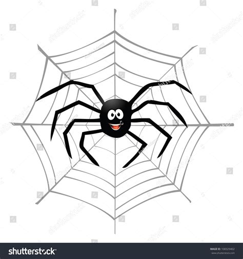 Cartoon Vector Illustration Of A Spider Spiderweb