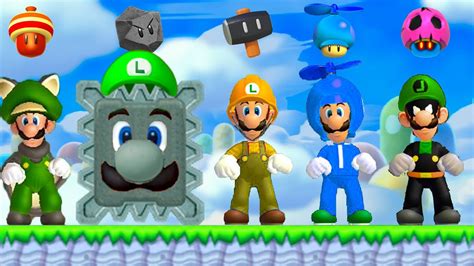 All Luigi Power Ups In New Super Mario Bros Wii Youtube