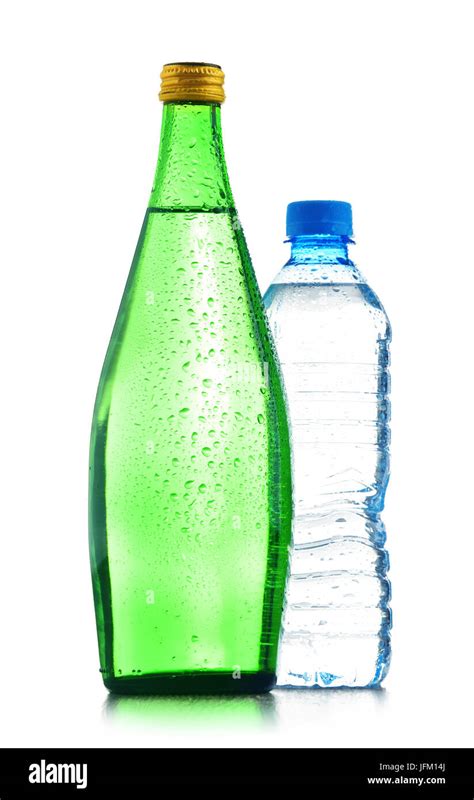 Two Bottles Of Mineral Water Isolated On White Background Stock Photo