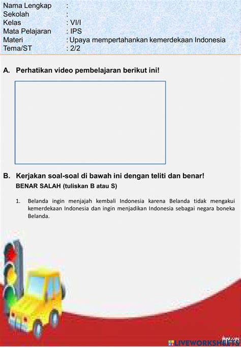 Upaya Mempertahankan Kemerdekaan Indonesia Worksheet Live Worksheets