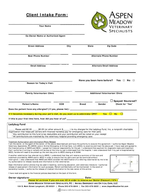 Veterinary Intake Form Fill Out Sign Online DocHub