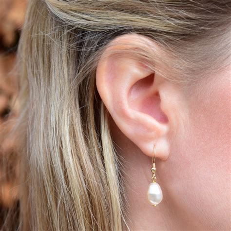 Gold Teardrop Pearl Hook Earrings Katherine Swaine