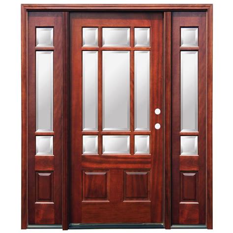 Pacific Entries 66 In X 82 In Craftsman 9 Lite Stained Mahogany Wood