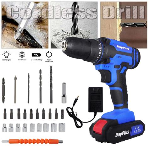 Dayplus 21V Power Drill 2 Speed Electric Cordless Drill Driver With