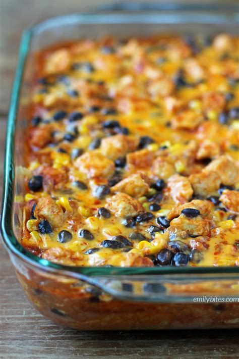 Layered Chicken Enchilada Bake Emily Bites