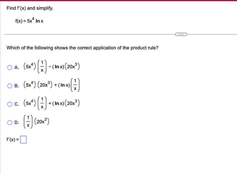 Answered Find F X And Simplify F X 5x4 Inx Bartleby