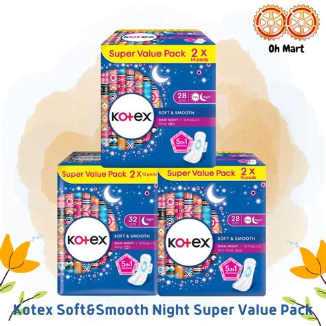 Kotex Soft Smooth Night Use Super Value Pack Shopee Malaysia