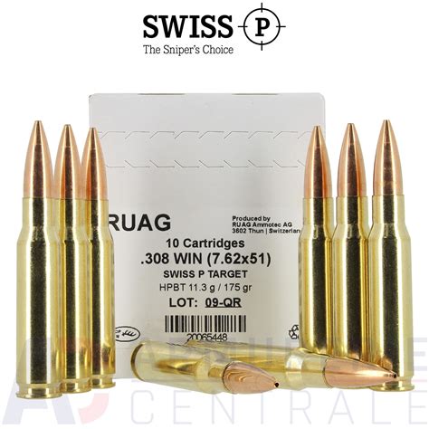 Boite De 10 Cartouches Ruag Swiss P Target HBTP 308 Win 175 Gr