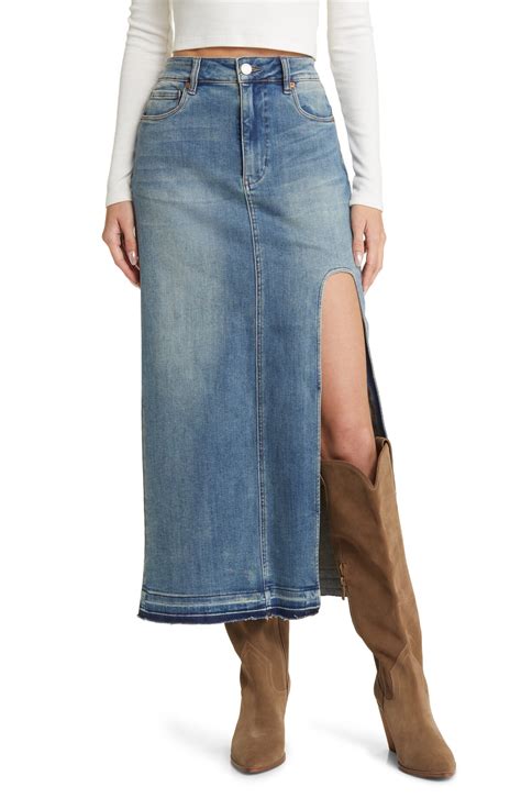 Blanknyc Curve Slit Denim Skirt Shape Up Editorialist