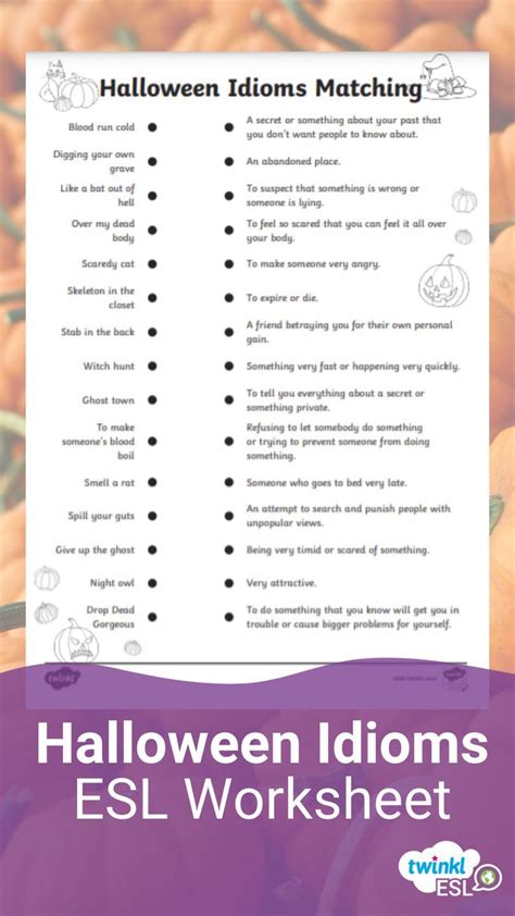 ESL Halloween Idioms Worksheet In 2023 Idioms Halloween Lesson Fun