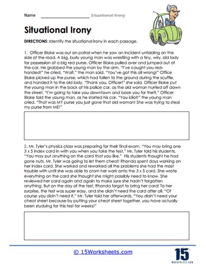 Situational Irony Worksheets 15 Worksheets