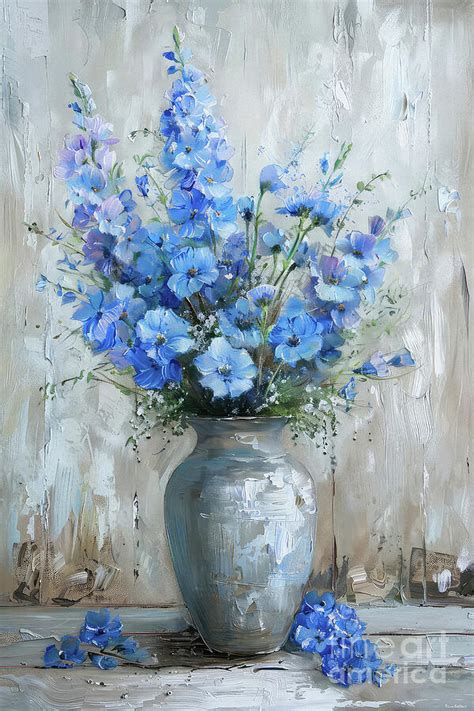 Garden Blue Delphiniums Painting By Tina Lecour Fine Art America