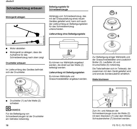 Schneidwerkzeug Anbauen Stihl FS 70 Gebrauchsanleitung Seite 20