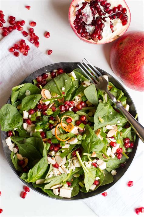 Spinach And Pomegranate Salad With Clementine Vinaigrette Wholefully