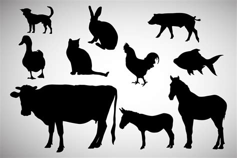 Set Of Farm Animals Silhouette Graphic By Ghagra · Creative Fabrica