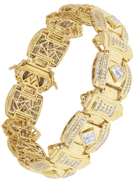 Mens Diamond Bracelet Yellow Gold| 3.31 Carats| 74.91 Grams – FrostNYC