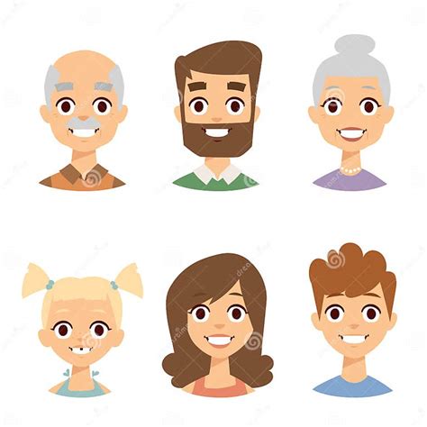 Vector Set Beautiful Emoticons Face Of People Smiling Avatars Happy