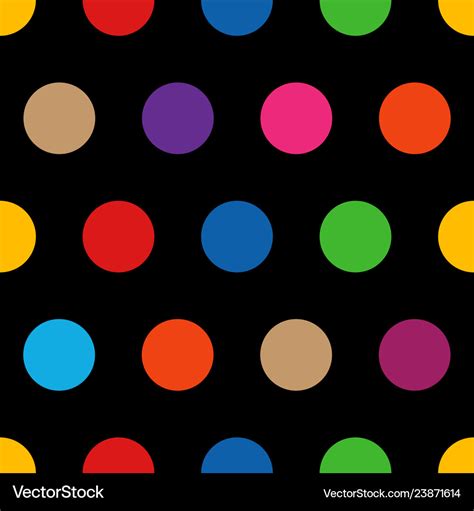 Colorful Rainbow Polka Dots On Black Background Vector Image