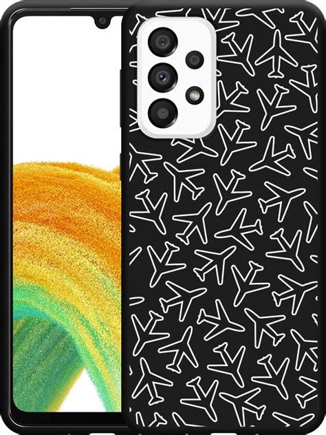 Samsung Galaxy A33 Hoesje Zwart Witte Vliegtuigen Designed By Cazy